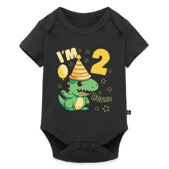 Dinosaure Fête d’anniversaire 2 ans garçon 2 ans cadeau - Body à manches courtes Premium Bébé - noir - Devant