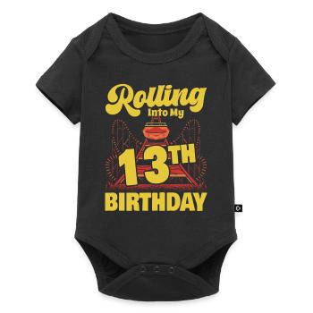 Roller Coaster Amusement Park Rolling Into My 13th - Baby Premium short-sleeve bodysuit - black - Front