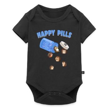 Happy Pills Hedghogs Lustige Skurrile Igelliebe - Baby Premium Kurzarmbody - Schwarz - Vorne