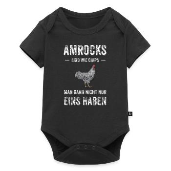 Amrock Huhn I Chicken Geflügel Motiv für - Baby Premium Kurzarmbody - Schwarz - Vorne