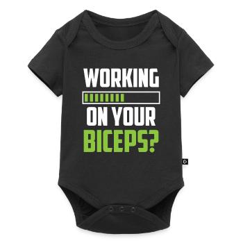 Arbeiten Sie An Ihrem Bizeps Workout Curls Muskeln - Baby Premium Kurzarmbody - Schwarz - Vorne
