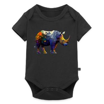 Nashorn Bunt Polygon Afrika Geschenk Zoo Tier - Baby Premium Kurzarmbody - Schwarz - Vorne