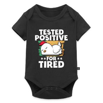 Positiv Auf Müde Getestet Hühner - Baby Premium Kurzarmbody - Schwarz - Vorne