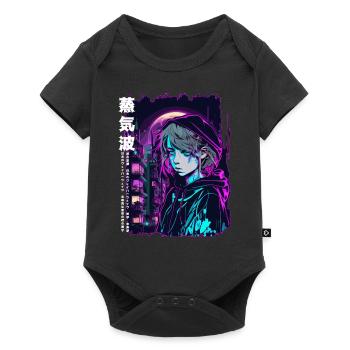 Sad Anime eGirl Edgy Vaporwave Japanese Anti Socia - Baby Premium short-sleeve bodysuit - black - Front