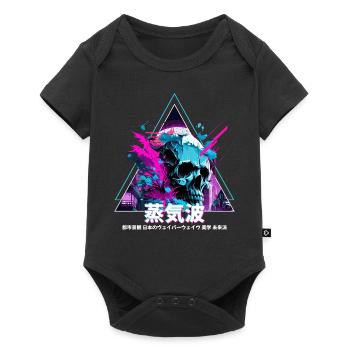 Glitch Skull Vaporwave Aesthetic Edgy Urban Japane - Baby Premium short-sleeve bodysuit - black - Front