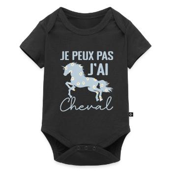 Je Peux Pas J'ai Cheval - Cadeau cheval Fleuri - Body à manches courtes Premium Bébé - noir - Devant