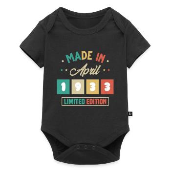 Vintage Nées En Avril 1933 Cadeau D'anniversaire - Body à manches courtes Premium Bébé - noir - Devant
