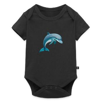 Delfin - Baby Premium Kurzarmbody - Schwarz - Vorne