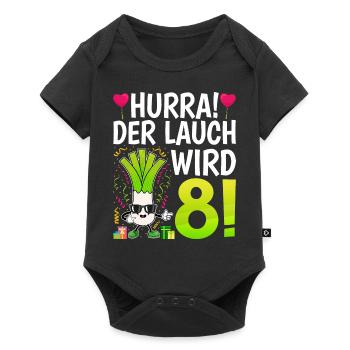 Hurra der Lauch wird 8 - Baby Premium Kurzarmbody - Schwarz - Vorne