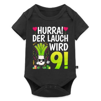 Hurra der Lauch wird 9 - Baby Premium Kurzarmbody - Schwarz - Vorne