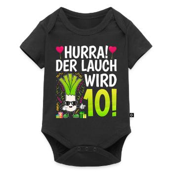 Hurra der Lauch wird 10 - Baby Premium Kurzarmbody - Schwarz - Vorne