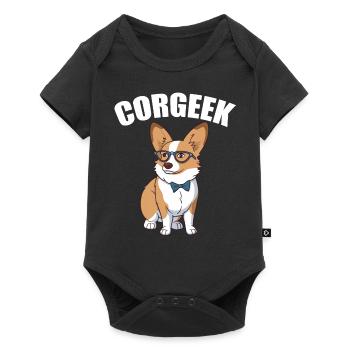 Corgi with glasses Geeks Nerds Corgis dog Corgeek - Baby Premium short-sleeve bodysuit - black - Front