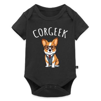 Corgi with glasses Geeks Nerds Corgis dog Corgeek - Baby Premium short-sleeve bodysuit - black - Front