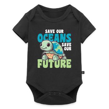 La Terre des tortues sauve nos océans sauve notre avenir - Body à manches courtes Premium Bébé - noir - Devant