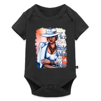 girlboss Illustration Frau hell - Baby Premium Kurzarmbody - Schwarz - Vorne