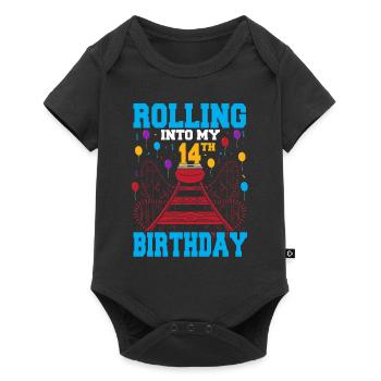 Rolling Into My 14th Birthday Amusement Park Roll - Baby Premium short-sleeve bodysuit - black - Front