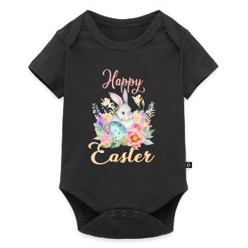 Frohe Ostern Hase Osterei für einen Osterhasen - Baby Premium Kurzarmbody - Schwarz - Vorne
