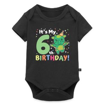 Drache zum 6. Geburtstag Kinder sechs Jahre alt - Baby Premium Kurzarmbody - Schwarz - Vorne