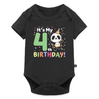 Panda for 4th birthday children four years old - Baby Premium short-sleeve bodysuit - black - Front