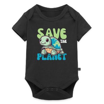 Tortue avec la protection de l’environnement de la terre sauver la planète - Body à manches courtes Premium Bébé - noir - Devant