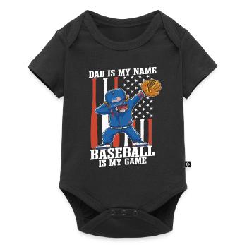 Papa est mon nom Le baseball est mon jeu - Body à manches courtes Premium Bébé - noir - Devant