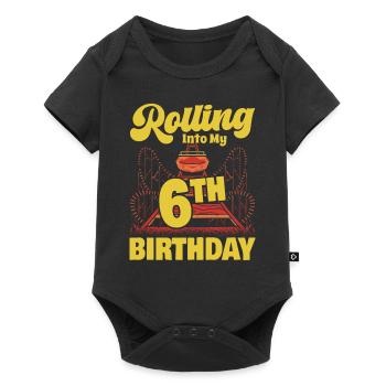 Rolling Into My 6th Birthday Amusement Park Roller - Baby Premium Kurzarmbody - Schwarz - Vorne