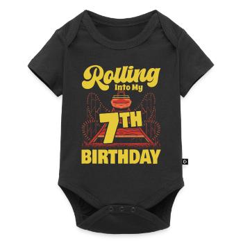 Rolling Into My 7th Birthday Amusement Park Roller - Baby Premium short-sleeve bodysuit - black - Front