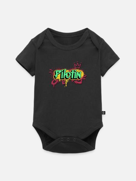 Flugzeug Graffiti-Art Pilotin - Baby Premium Kurzarmbody - Schwarz