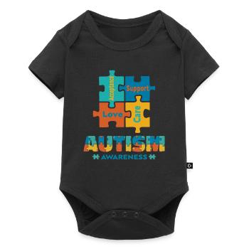Acceptance Love Autism Awareness Cute Puzzle Piece - Baby Premium short-sleeve bodysuit - black - Front