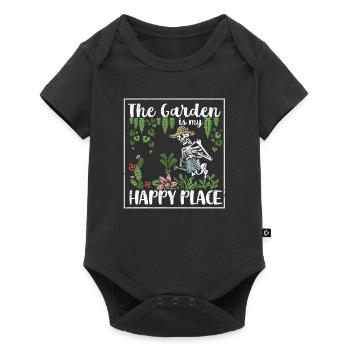 Der Garten ist mein glücklicher Ort Lustige Garten - Baby Premium Kurzarmbody - Schwarz - Vorne