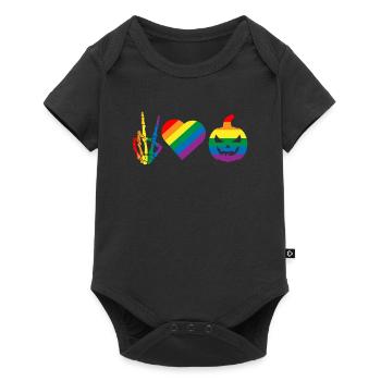 Peace Love Pride Gay Pride Skeleton Pumpkin - Baby Premium short-sleeve bodysuit - black - Front