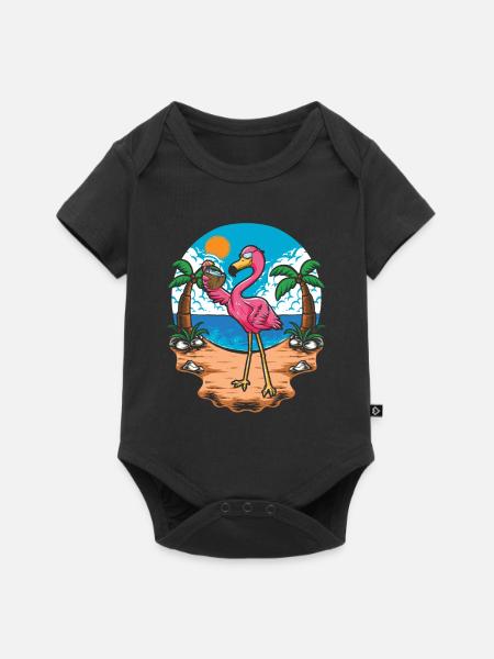 Flamingo - Baby Premium Kurzarmbody - Schwarz