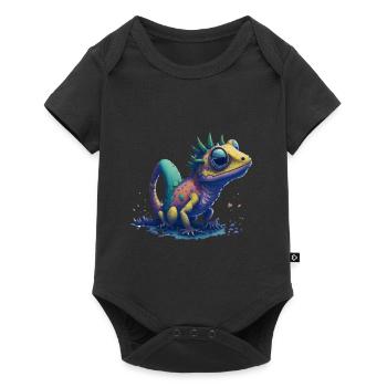Gamer's Perfect Illustration - Cute Colorful Gekko - Baby Premium Kurzarmbody - Schwarz - Vorne