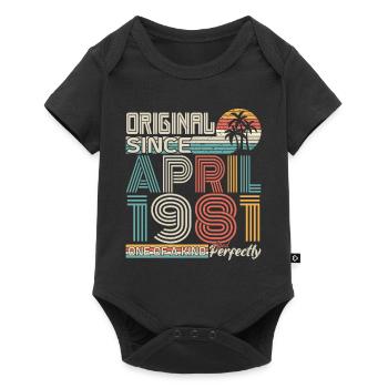 Avril 1981 anniversaire avril 1981 cadeau 1981 - Body à manches courtes Premium Bébé - noir - Devant