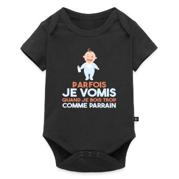 Cadeau humour bébé enfant Biberon Parrain et fille - Body à manches courtes Premium Bébé - noir - Devant