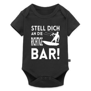 Stell dich an die richtige Bar Kitesurfen Kiten - Baby Premium Kurzarmbody - Schwarz - Vorne
