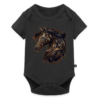 Cheval Tribal Abstrait Astrologie Chinoise Zodiaque Spi - Body à manches courtes Premium Bébé - noir - Devant