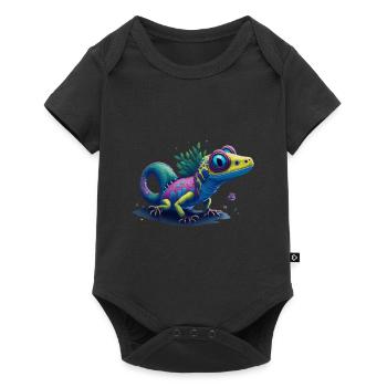 Gamer's Perfect Illustration - Cute Colorful Gekko - Baby Premium Kurzarmbody - Schwarz - Vorne
