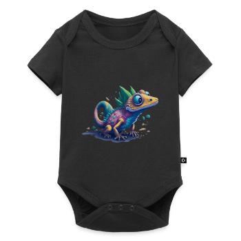 Gamer's Perfect Illustration - Cute Colorful Gekko - Baby Premium Kurzarmbody - Schwarz - Vorne