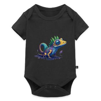 Gamer's Perfect Illustration - Cute Colorful Gekko - Baby Premium Kurzarmbody - Schwarz - Vorne