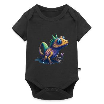 Gamer's Perfect Illustration - Cute Colorful Gekko - Baby Premium Kurzarmbody - Schwarz - Vorne