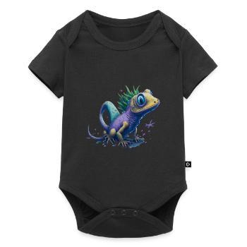 Gamer's Perfect Illustration - Cute Colorful Gekko - Baby Premium Kurzarmbody - Schwarz - Vorne