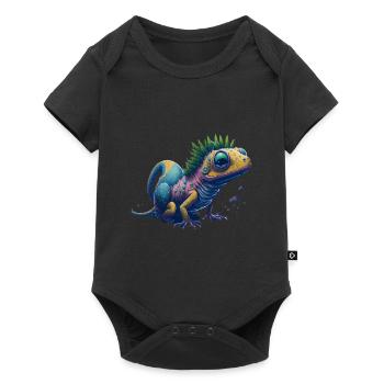 Gamer's Perfect Illustration - Cute Colorful Gekko - Baby Premium Kurzarmbody - Schwarz - Vorne