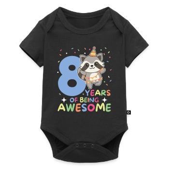 8th birthday raccoon children eight years old - Baby Premium short-sleeve bodysuit - black - Front