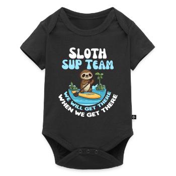 Sloth SUP Team amusant paresseux pagayant - Body à manches courtes Premium Bébé - noir - Devant