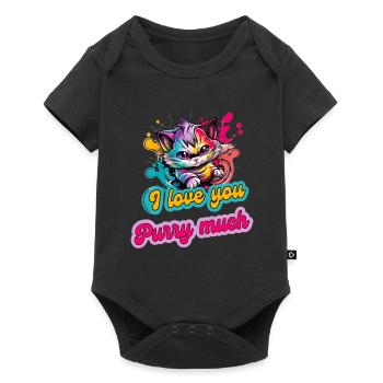 Streetstyle Katze Graffiti Purry Much Kunst - Baby Premium Kurzarmbody - Schwarz - Vorne