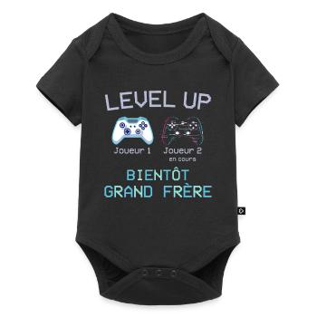 Level Grand Frère - Cadeau Annonce Geek 2024 - Body à manches courtes Premium Bébé - noir - Devant