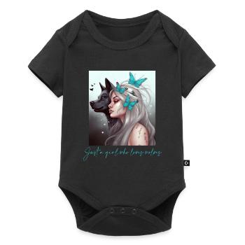 Juste une fille qui aime les loups Mignons amoureux des animaux - Body à manches courtes Premium Bébé - noir - Devant
