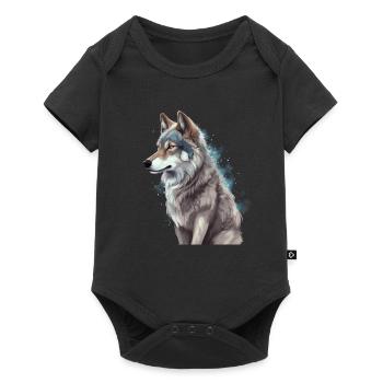 Terrain de chasse au loup gris Graphique d’animaux sauvages - Body à manches courtes Premium Bébé - noir - Devant