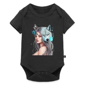 Beautiful Girl and Wolf Butterfly Graphic - Baby Premium short-sleeve bodysuit - black - Front